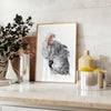space elegant bird poster gray white tones wall art exquisite print perfect gift nature lover multiple sizes A4 cm A0 room artwork today