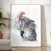space elegant bird poster gray white tones wall art exquisite print perfect gift nature lover multiple sizes A4 cm A0 room artwork today