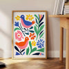space vibrant bird poster stunning orange blue hues eye wall art perfect gift nature enthusiasts splash color room dimensions A4 cm A0