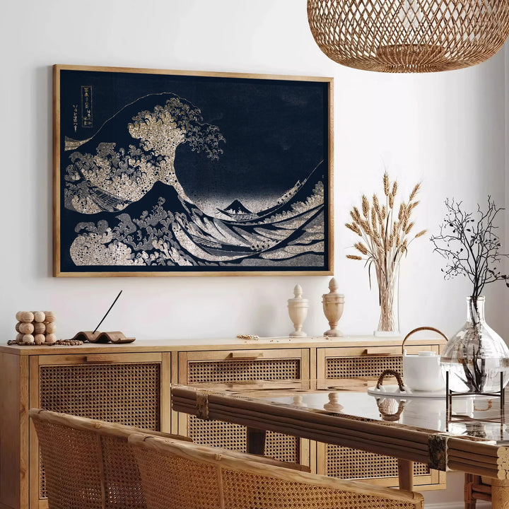 Black Hokusai Japan Wall Art Travel Poster High Quality Frame Premium Print Home Decor Color