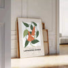 space captivating Flower Market Poster stunning blossom art vibrant orange gray hues wall unique gift artwork elegance charm sizes A4 cm A0