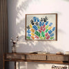 space stunning Flower Market Poster vibrant blossom theme orange blue hues exquisite wall art ideal gift statement piece room sizes A4 cm A0