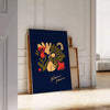 space vibrant flower market poster bold black orange blossoms stunning wall art perfect print decor ideal gift lovers sizes A4 cm A0 walls today