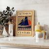 timeless elegance Boat October Century Travel poster black green hues captivating artwork historical journeys life wall art enthusiasts unique gift sizes A4 cm A0