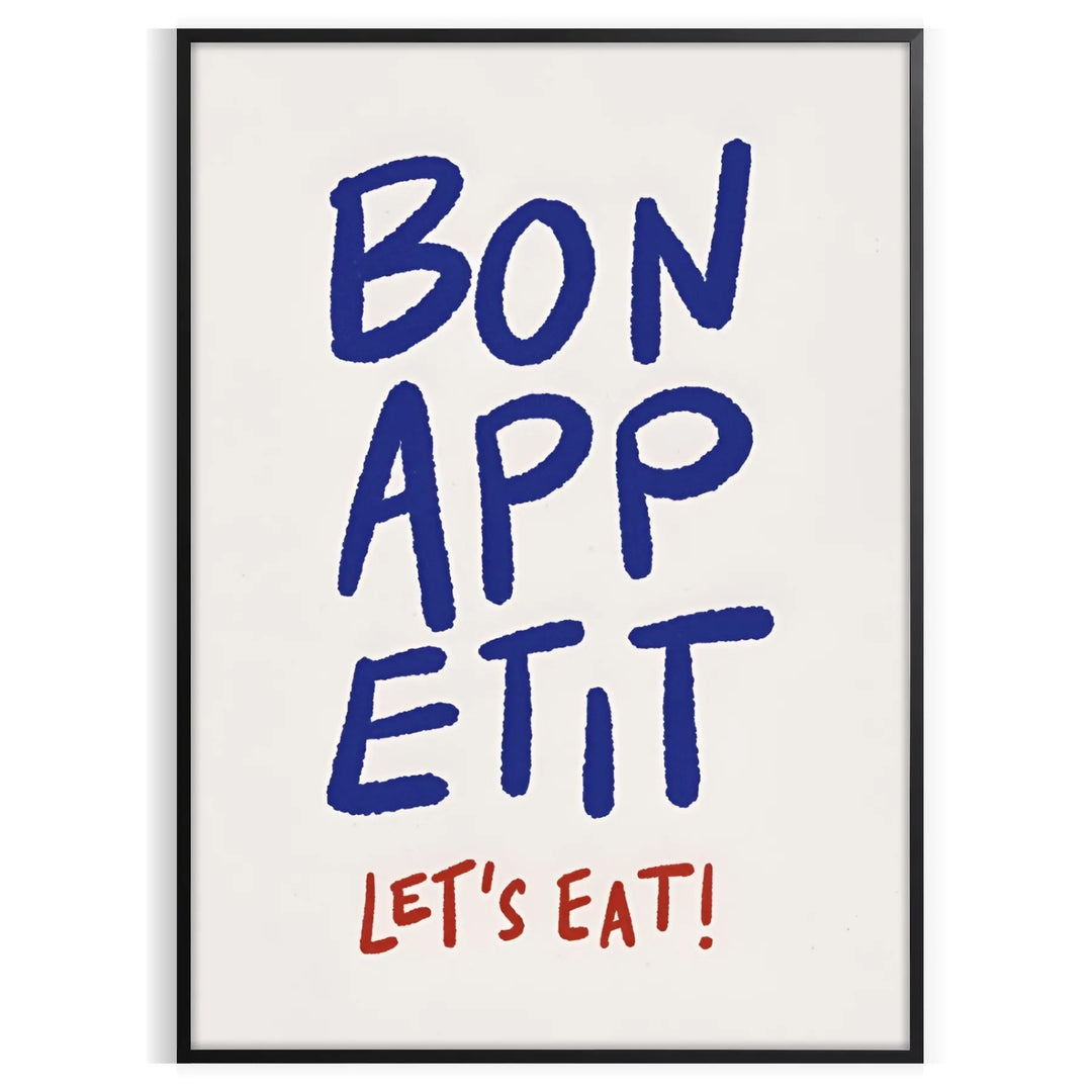 Bon Appetit Lets Eat Kitchen Art Print Travel Poster High Quality Frame Premium Print Home Decor Color