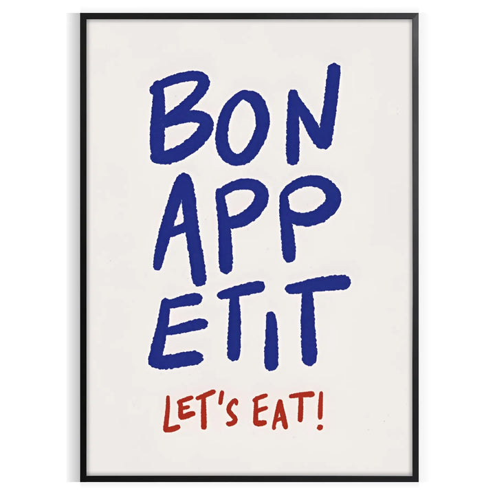 Bon Appetit Lets Eat Kitchen Art Print Travel Poster High Quality Frame Premium Print Home Decor Color