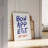 captivante appétit art culinaire élégance moderne nuances bleu gris cadeau passionnés cuisine affiche encadrement