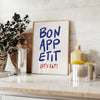 captivante appétit art culinaire élégance moderne nuances bleu gris cadeau passionnés cuisine affiche encadrement
