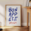 captivante appétit art culinaire élégance moderne nuances bleu gris cadeau passionnés cuisine affiche encadrement
