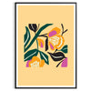 space botanical poster vibrant yellow bold black hues wall art unique gift artwork nature charm room sizes A4 cm A0