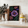 space stunning flower market poster exquisite botanical art black green hues captivating wall perfect gift nature enthusiast sizes A4 A0