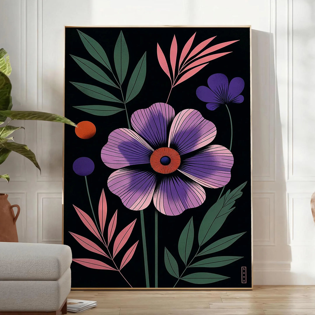 Botanical Flower Art Travel Poster High Quality Frame Premium Print Home Decor Color