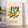 space vibrant botanical poster lush green striking orange hues wall art unique gift nature beauty indoors preferred size A4 cm A0 decor stunning print today