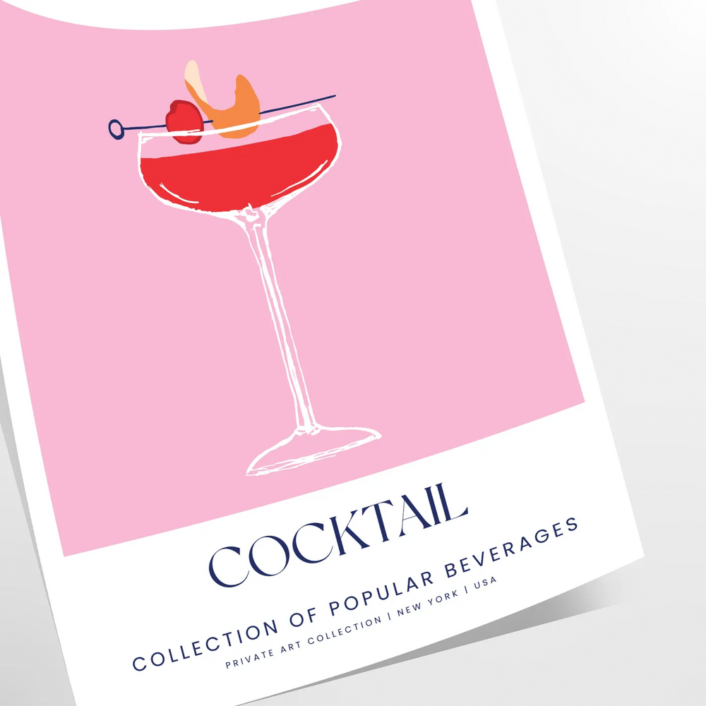 Boulevardier Cocktail Poster Travel Poster High Quality Frame Premium Print Home Decor Color