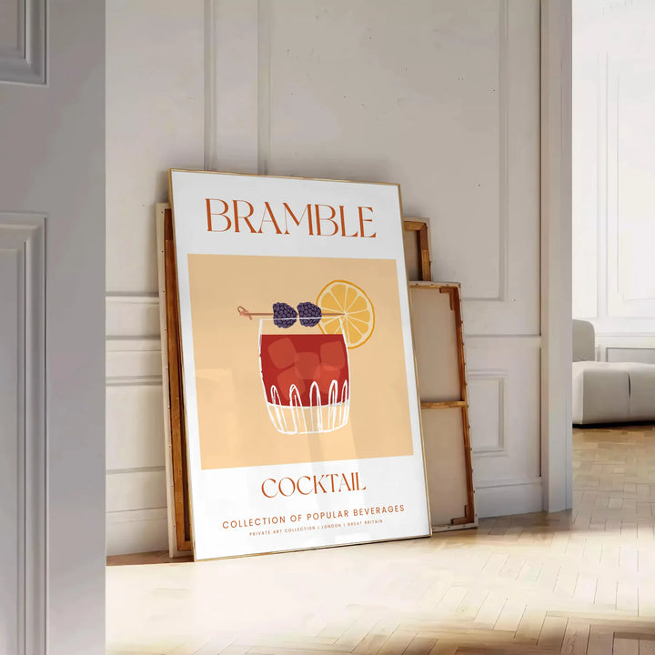 Bramble Cocktail Art Print Travel Poster High Quality Frame Premium Print Home Decor Color