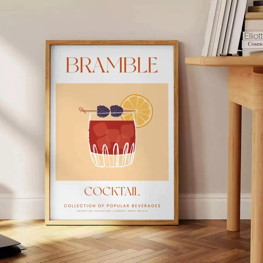 Bramble Cocktail Art Print Travel Poster High Quality Frame Premium Print Home Decor Color