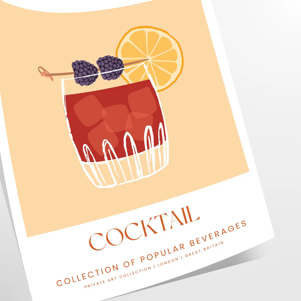 Bramble Cocktail Art Print Travel Poster High Quality Frame Premium Print Home Decor Color