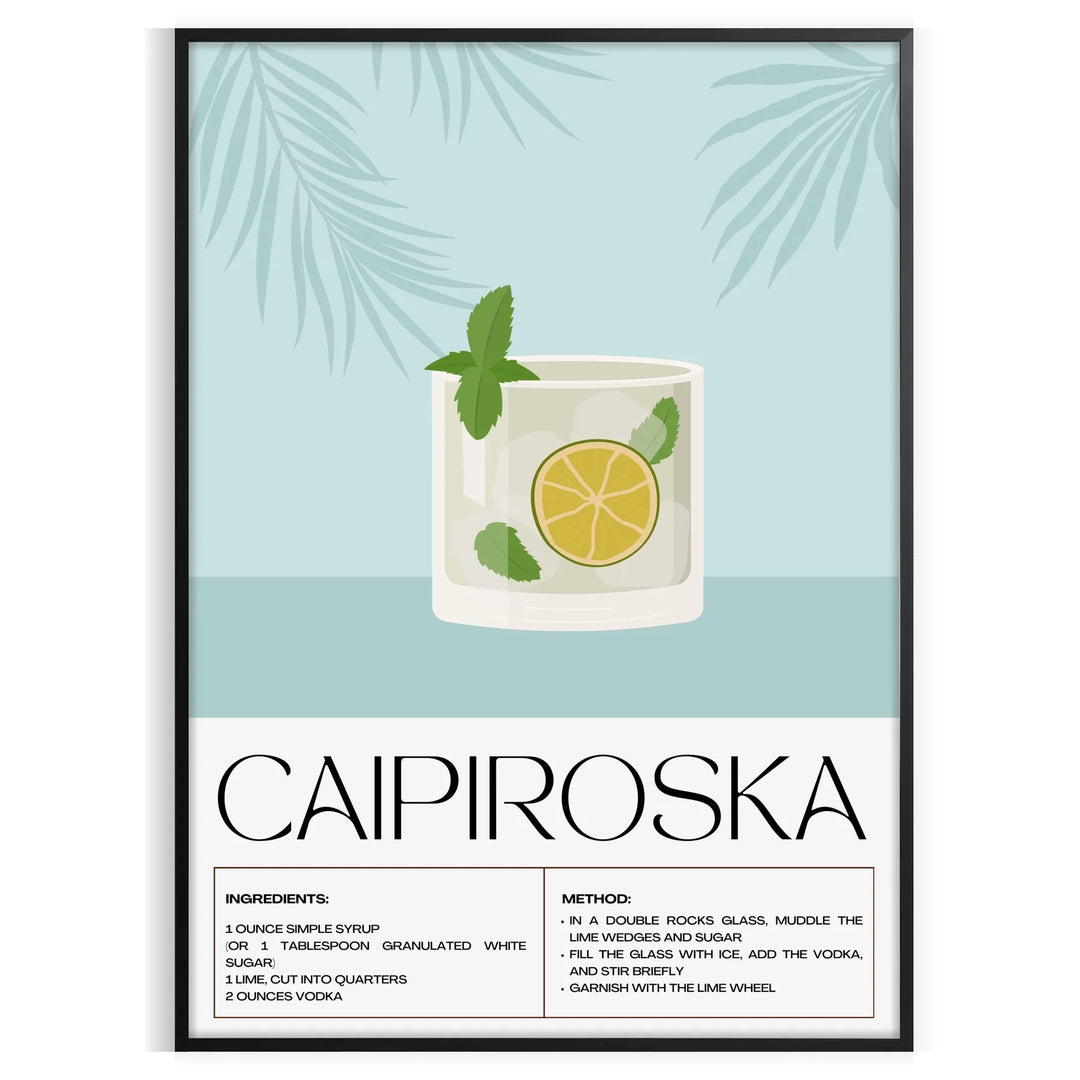 Caipiroska Cocktail Wall Art Travel Poster High Quality Frame Premium Print Home Decor Color