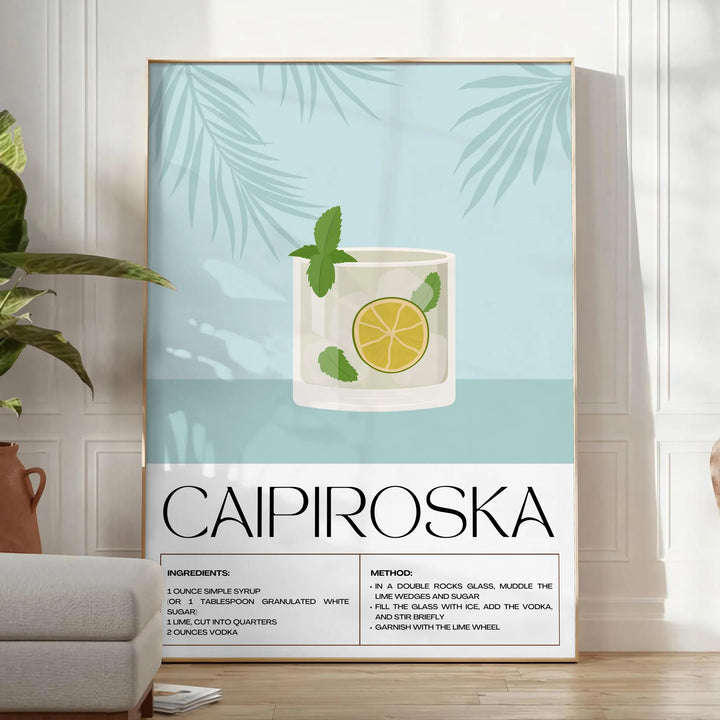 Caipiroska Cocktail Wall Art Travel Poster High Quality Frame Premium Print Home Decor Color