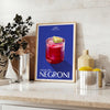 space captivating Campari Negroni cocktail poster rich brown green hues wall art lovers unique gift style available standalone print artwork today