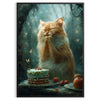 serene beauty cat animal art captivating poster green gray hues wall room unique gift lovers decor striking print sizes A4 cm A0