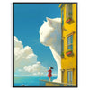 space mesmerizing cat poster lush green soothing blue hues captivating artwork perfect gift addition wall art collection print sizes A4 cm large formats A0