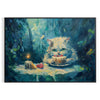 space cat poster serene blend green blue hues vibrant wall art perfect gift lovers personality room various sizes A4 cm A0