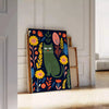 mystique Cat4 Animal poster captivating piece wall art black green tones unique artwork perfect gift cat lovers intrigue space framed print standalone decor