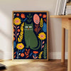 mystique Cat4 Animal poster captivating piece wall art black green tones unique artwork perfect gift cat lovers intrigue space framed print standalone decor