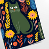 mystique Cat4 Animal poster captivating piece wall art black green tones unique artwork perfect gift cat lovers intrigue space framed print standalone decor