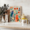 space Cat4 Animal Poster vibrant green orange hues stunning wall art perfect gift unique print decor sizes Letter Architectural Size E 33.1"x46.8