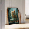serene beauty cat animal art captivating poster green gray hues wall room unique gift lovers decor striking print sizes A4 cm A0