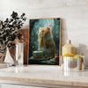 serene beauty cat animal art captivating poster green gray hues wall room unique gift lovers decor striking print sizes A4 cm A0