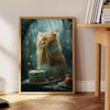 serene beauty cat animal art captivating poster green gray hues wall room unique gift lovers decor striking print sizes A4 cm A0