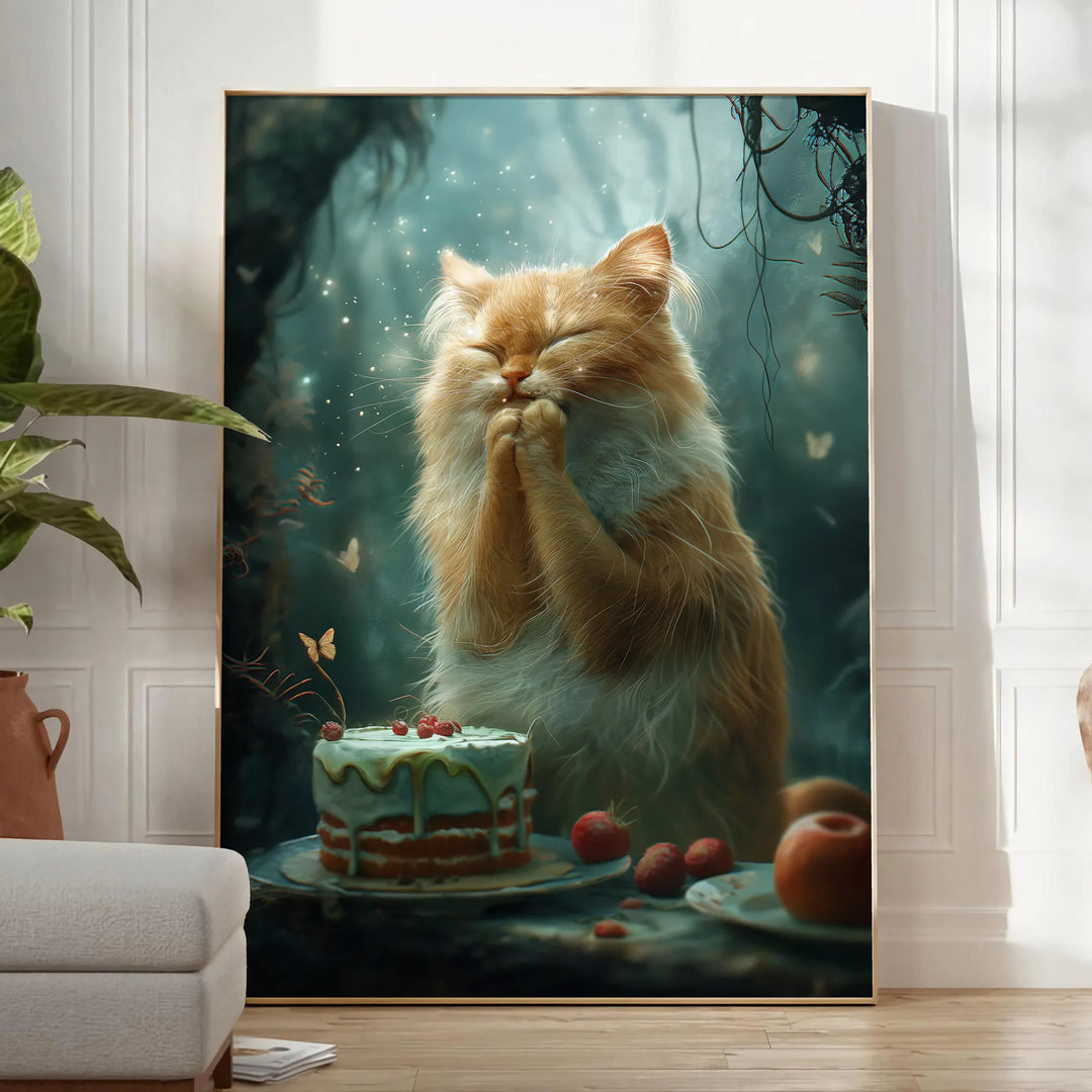 Cat Animal Art Print Travel Poster High Quality Frame Premium Print Home Decor Color