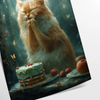 serene beauty cat animal art captivating poster green gray hues wall room unique gift lovers decor striking print sizes A4 cm A0