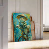 charm feline elegance space cat poster green blue hues stunning piece wall art perfect thoughtful gift chic addition home decor unframed today