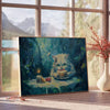 space cat poster serene blend green blue hues vibrant wall art perfect gift lovers personality room various sizes A4 cm A0