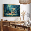 space cat poster serene blend green blue hues vibrant wall art perfect gift lovers personality room various sizes A4 cm A0