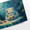 space cat poster serene blend green blue hues vibrant wall art perfect gift lovers personality room various sizes A4 cm A0