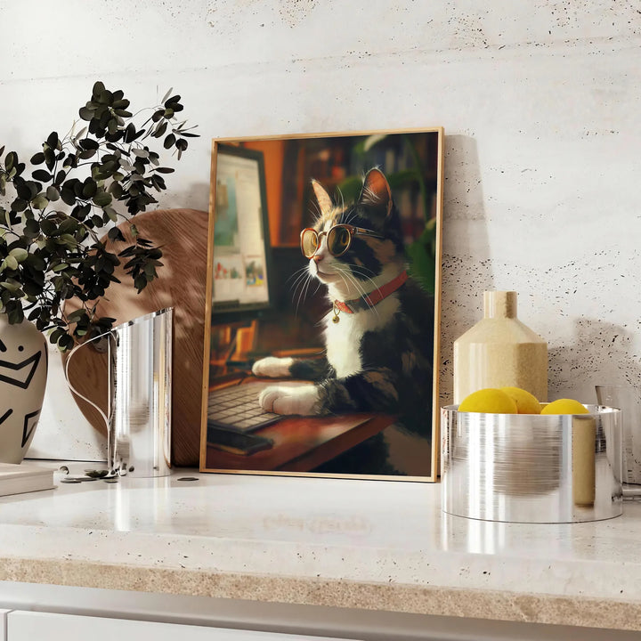 Cat Animal Print Travel Poster High Quality Frame Premium Print Home Decor Color