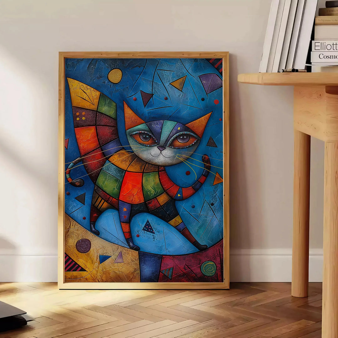 Cat Animal Wall Print Travel Poster High Quality Frame Premium Print Home Decor Color