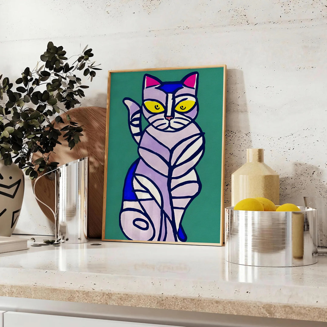 Cat Modern Art Poster Travel Poster High Quality Frame Premium Print Home Decor Color