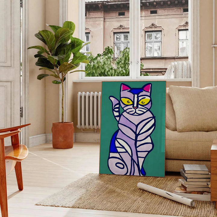 Cat Modern Art Poster Travel Poster High Quality Frame Premium Print Home Decor Color