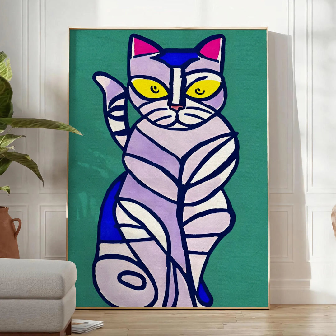 Cat Modern Art Poster Travel Poster High Quality Frame Premium Print Home Decor Color