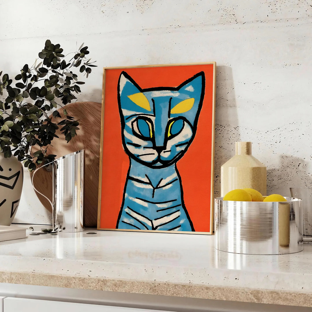 Cat Modern Art Print Travel Poster High Quality Frame Premium Print Home Decor Color