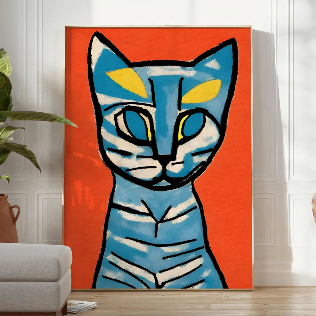 Cat Modern Art Print Travel Poster High Quality Frame Premium Print Home Decor Color