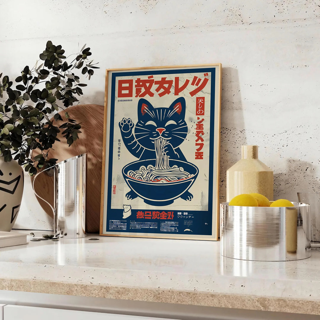 Cat Ramen Kitchen Poster 2 Travel Poster High Quality Frame Premium Print Home Decor Color