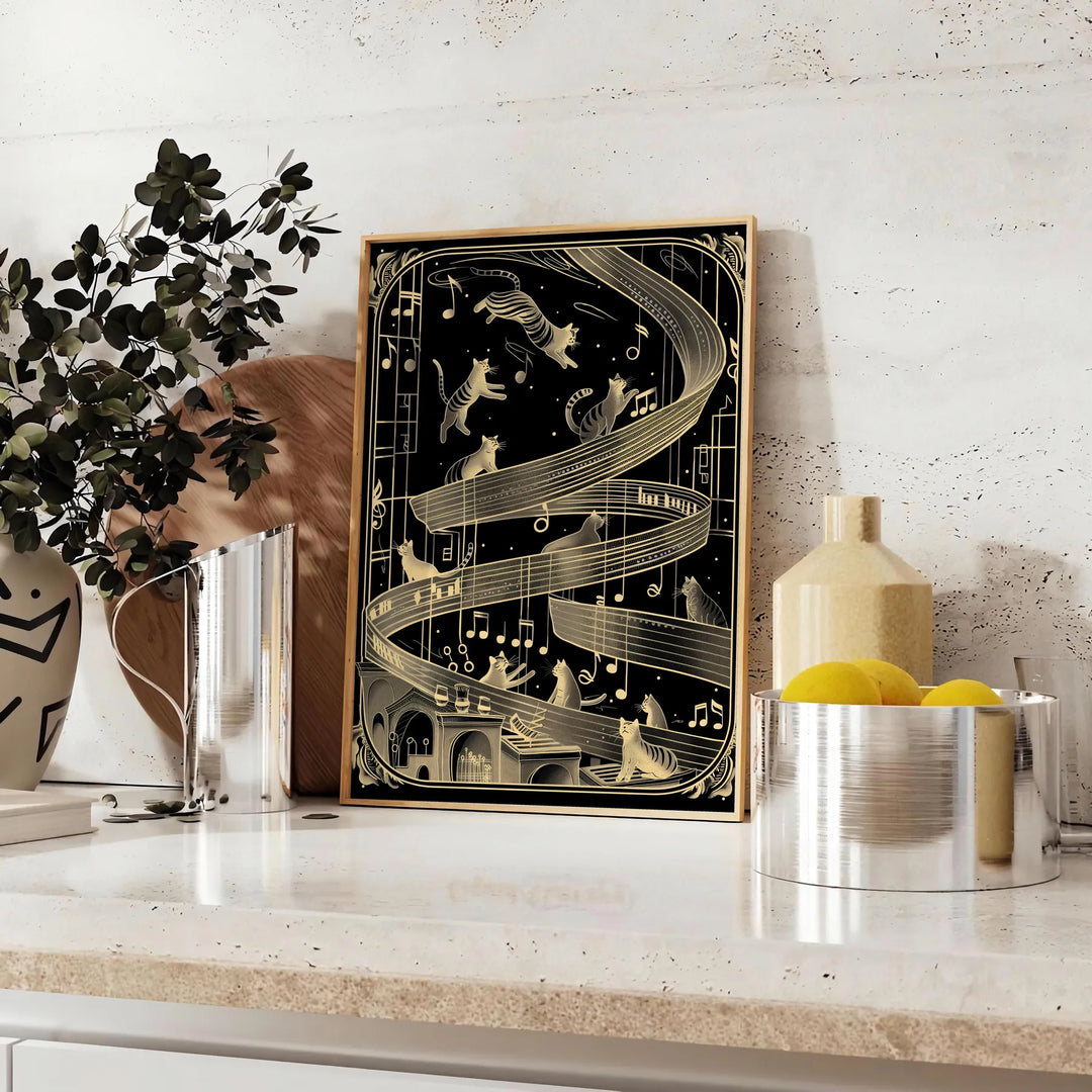 Cats And Melodies Wall Art Travel Poster High Quality Frame Premium Print Home Decor Color