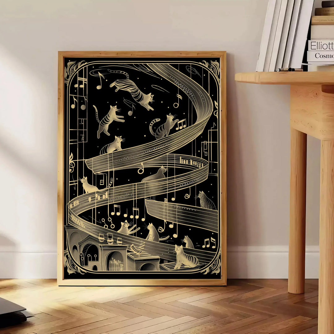 Cats And Melodies Wall Art Travel Poster High Quality Frame Premium Print Home Decor Color